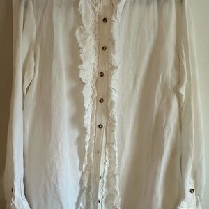 Pilcro White Floral Accent Blouse